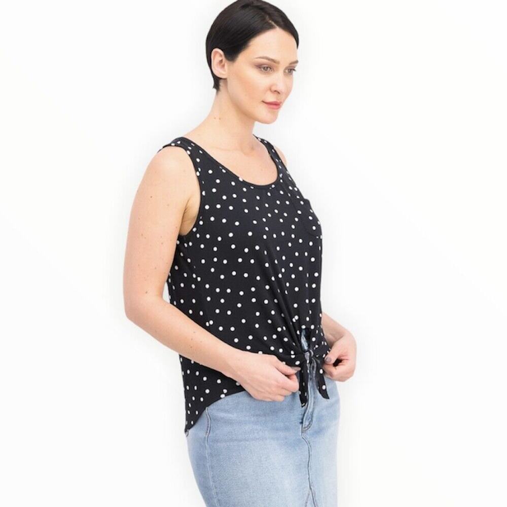 Rebellious One Junior’s Polka Dot Tank Top Black Small